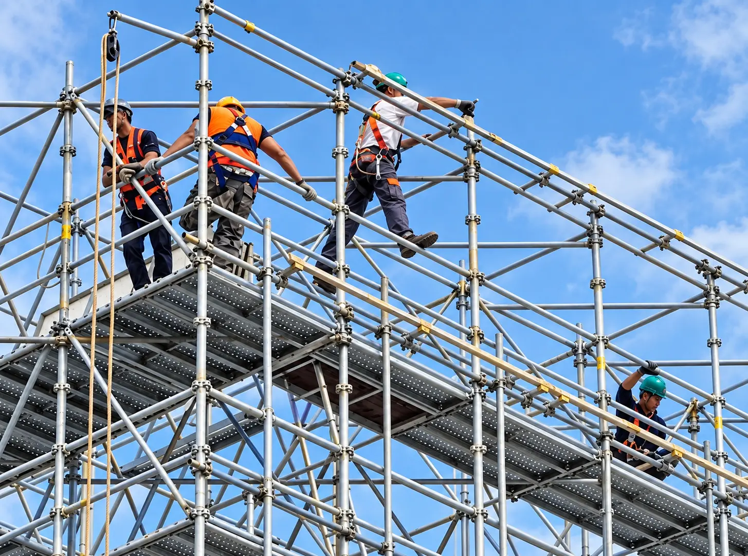 Tim scaffolding di lokasi proyek